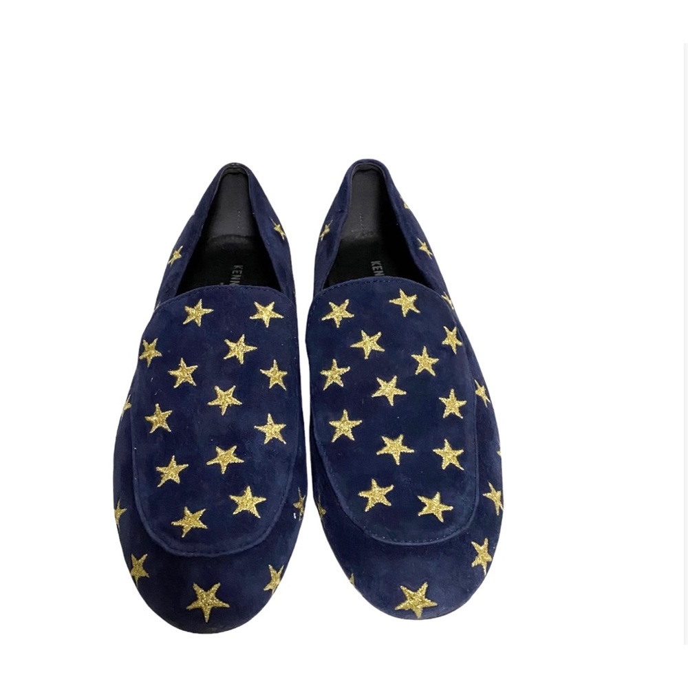 kenneth cole New York westley navy blue and gold star loafers size 7.5 - Picture 1 of 6